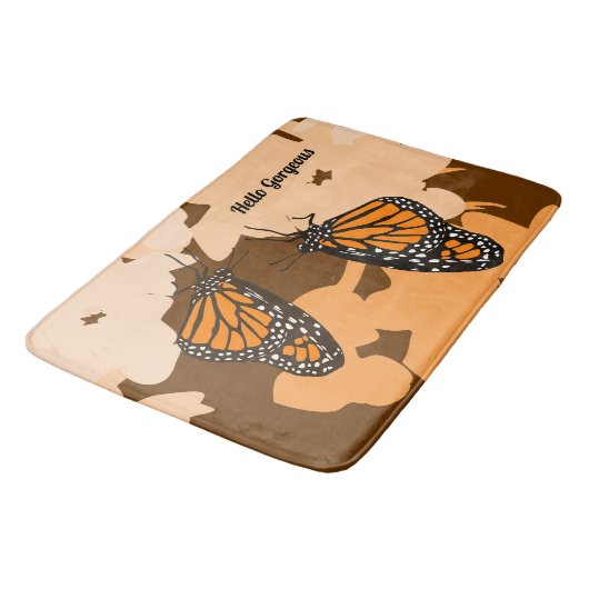 Cute Oranje Hallo Gorge Monarch Butterfly Pair Badmat (Gekanteld)