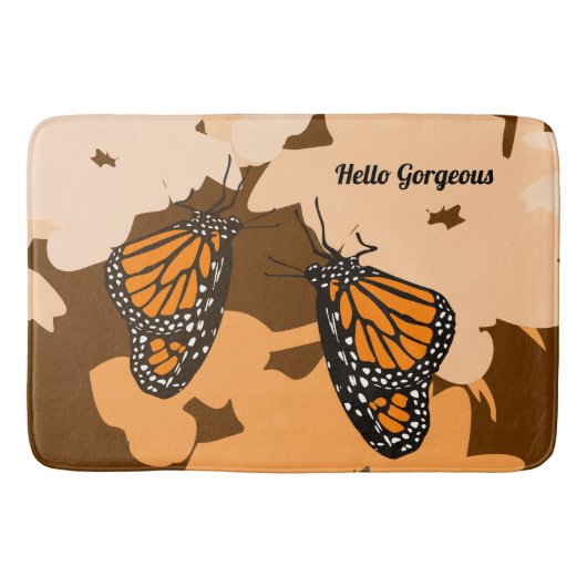 Cute Oranje Hallo Gorge Monarch Butterfly Pair Badmat (Voorkant)