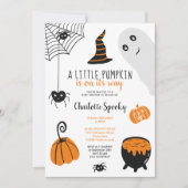 Cute oranje Halloween illustraties baby shower Kaart (Voorkant)