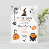 Cute oranje Halloween illustraties baby shower Kaart (Staand voorkant)