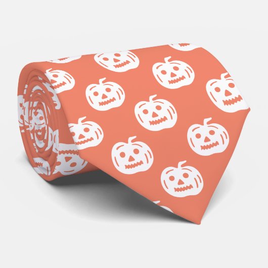 Cute Oranje Halloween Pumpkin Pattern Stropdas (Opgerold)
