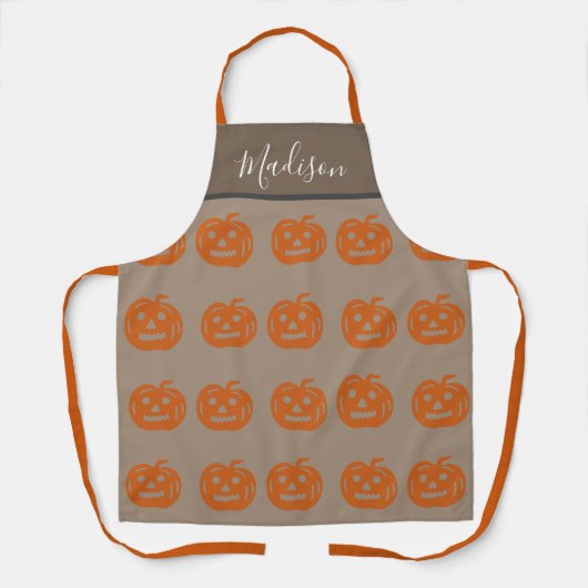 Cute Oranje Halloween Pumpkins Womens - Gepersonal Schort (Voorkant)