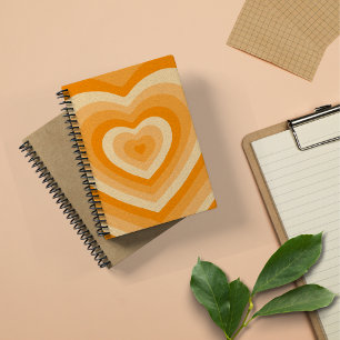 Cute Oranje Heart Shaped Spiral Notitieboek