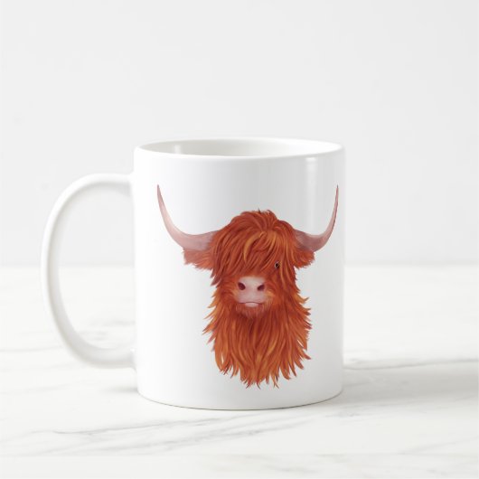 Cute Oranje Highland Koe Illustration Koffiemok (Links)