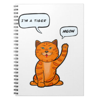 Cute oranje kat zegt "Meow". Tijger 2022 Notitieboek