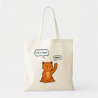 Cute oranje kat zegt "Meow". Tijger 2022 Tote Bag