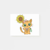 Cute Oranje Kawaii Cat met zonnebloem Post-it® Notes (Voorkant)