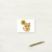 Cute Oranje Kawaii Cat met zonnebloem Post-it® Notes (Op bureau)
