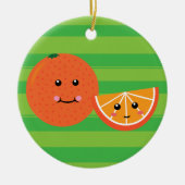 Cute Oranje Keramisch Ornament (Voorkant)