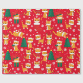 Cute Oranje kerstcadeaupapier Cadeaupapier (Vlak)