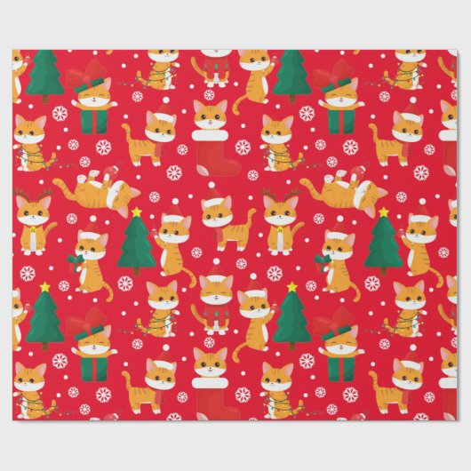 Cute Oranje kerstcadeaupapier Cadeaupapier (Vlak)