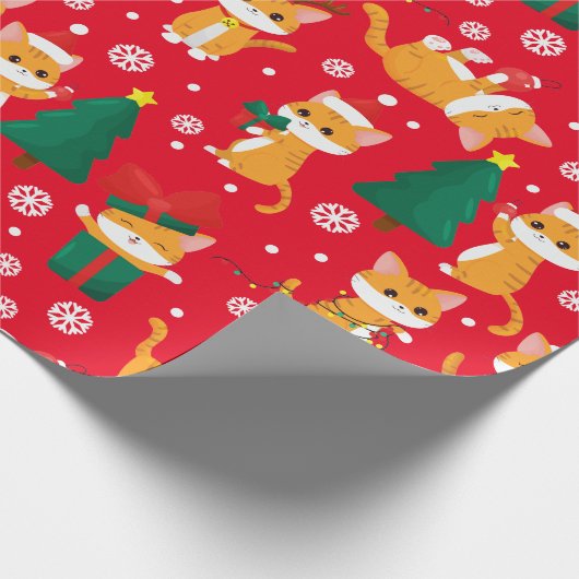 Cute Oranje kerstcadeaupapier Cadeaupapier (Hoek)