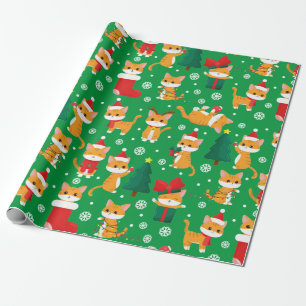 Cute Oranje kerstcadeaupapier Cadeaupapier