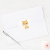 Cute Oranje Kitten Hart Sticker (Envelop)