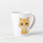 Cute Oranje Kitten Latte Mok (Rechterhoek)
