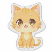 Cute Oranje Kitten Sticker (Voorkant)