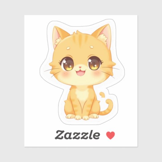 Cute Oranje Kitten Sticker (Vel)