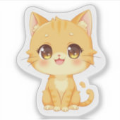Cute Oranje Kitten Sticker (Voorkant)