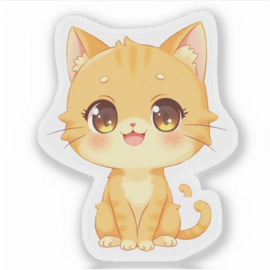 Cute Oranje Kitten Sticker (Voorkant)