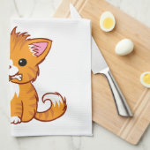 Cute Oranje Kitty Cat Theedoek (Quarter Fold)