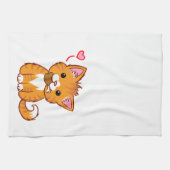 Cute Oranje Kitty Cat Theedoek (Horizontaal)