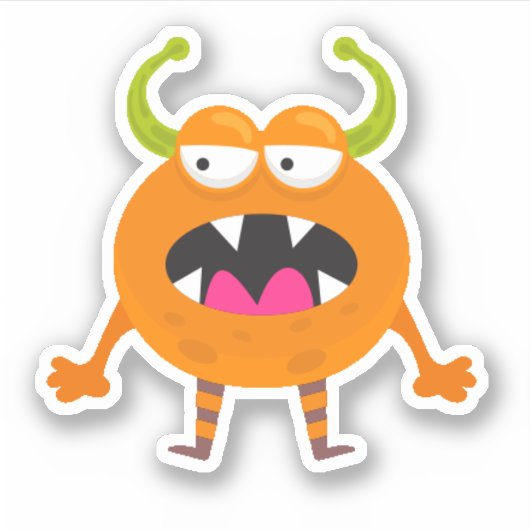 Cute Oranje Kleine Monster Halloween Sticker (Voorkant)