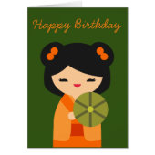 Cute oranje Kokeshi Japanse pop (Voorkant)