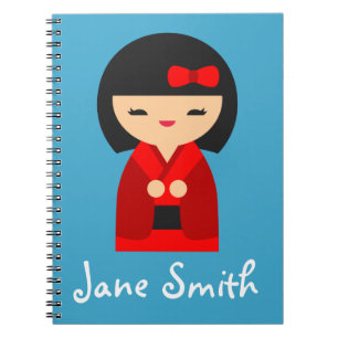 Cute oranje Kokeshi Japanse poppen Notitieboek