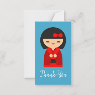 Cute oranje Kokeshi Japanse poppen Notitiekaartje