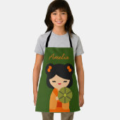 Cute oranje Kokeshi Japanse poppen Schort (Insitu)