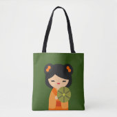 Cute oranje Kokeshi Japanse poppen Tote Bag (Voorkant)