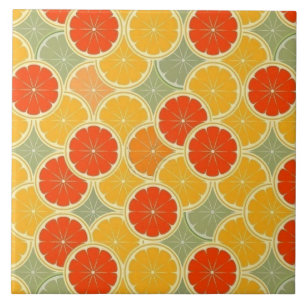 Cute Oranje Limoen Grapefruit Citrus Pattern Tegeltje