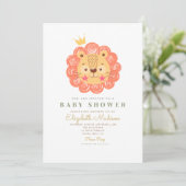 Cute Oranje Lion King Baby shower Invitation Aankondiging (Staand voorkant)