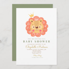 Cute Oranje Lion King Baby shower Invitation Aankondiging