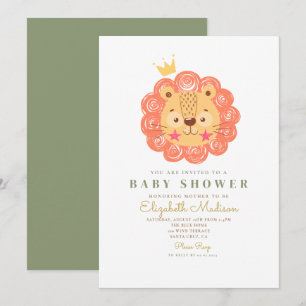 Cute Oranje Lion King Baby shower Invitation Aankondiging