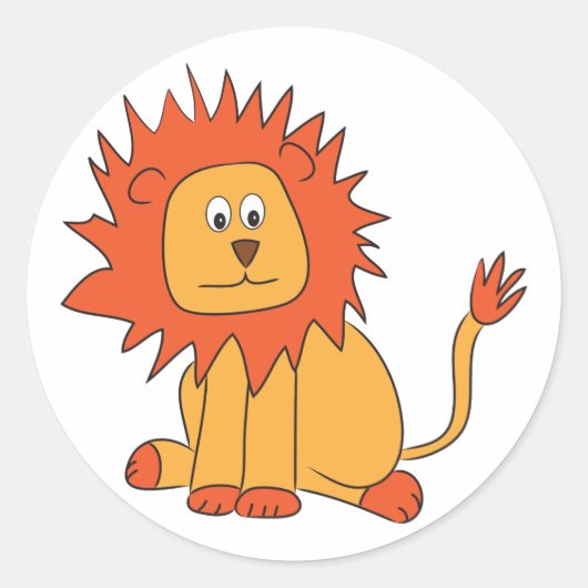 Cute Oranje Lion Ronde Sticker (Voorkant)