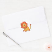 Cute Oranje Lion Ronde Sticker (Envelop)