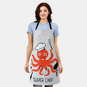 Cute Oranje Octopus Chef Personaliseren Schort (Gedragen)