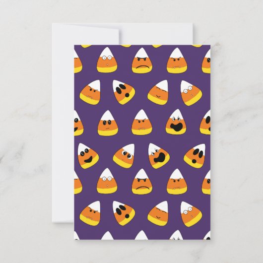 Cute Oranje Paars Halloween Emoji Candy Corn Bedankkaart (Achterkant)