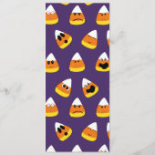 Cute Oranje Paars Halloween Emoji Candy Corn Menu (Achterkant)