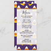 Cute Oranje Paars Halloween Emoji Candy Corn Menu (Voorkant / Achterkant)