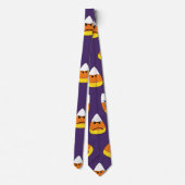 Cute Oranje Paars Halloween Emoji Candy Corn Stropdas (Achterkant)