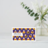 Cute Oranje Paars Halloween Emoji Candy Corn Visitekaartje (Staand voorkant)