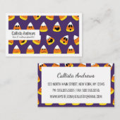 Cute Oranje Paars Halloween Emoji Candy Corn Visitekaartje (Voorkant / Achterkant)