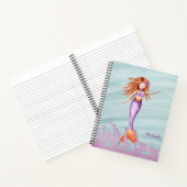 Cute Oranje Paarse Mermaid Illustration Notitieboek (Binnen)
