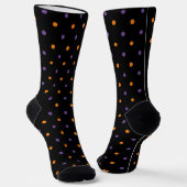 Cute oranje paarse zwarte polka stippen Halloween Sokken (Gebogen)