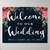 Cute Oranje Peach Floral Welcome to Our Wedding Poster (Voorkant)