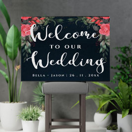 Cute Oranje Peach Floral Welcome to Our Wedding Poster