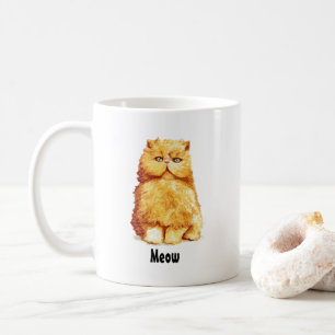 Cute Oranje Persian Cat Custom Meow Koffiemok