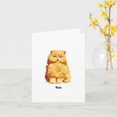 Cute Oranje Persian Cat Kaart (Gele Bloem)